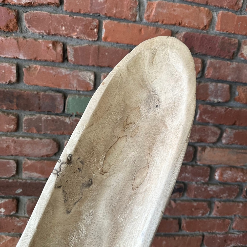 Large Hand Carved Wood Dough Bowl 32" Long Rustic Trencher Centerpiece - Picture 11 of 12